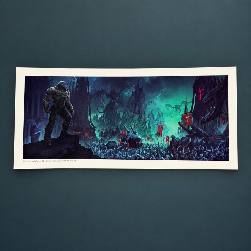 Bethesda DOOM Eternal Lithograph Art Print Doom Slayer Demonic Army 2020